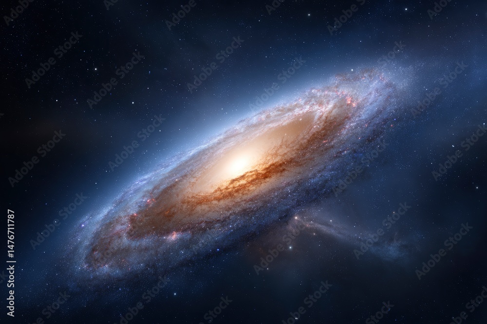 Obraz premium Spiral Galaxy: Celestial Swirl of Cosmic Dust and Light