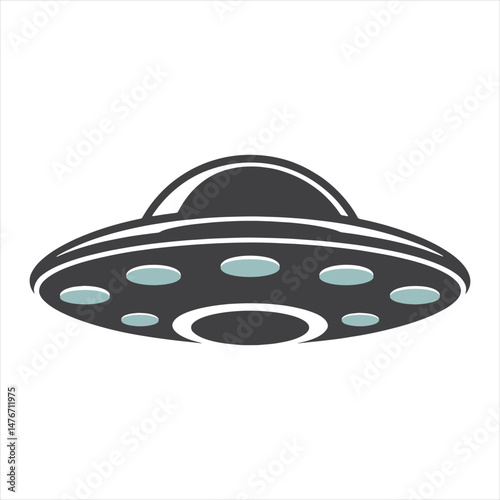 UFO in Monochrome  A Futuristic Flying Saucer Illustration or silhouette vector