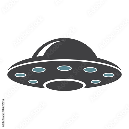 UFO in Monochrome  A Futuristic Flying Saucer Illustration or silhouette vector