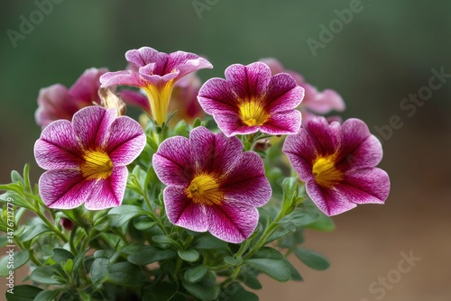 Vibrant Purple and Yellow Million Bells: A Close-up Floral Study
