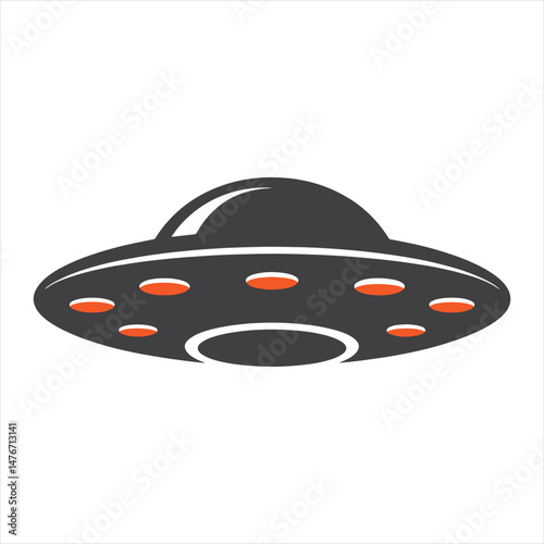 UFO in Monochrome  A Futuristic Flying Saucer Illustration or silhouette vector