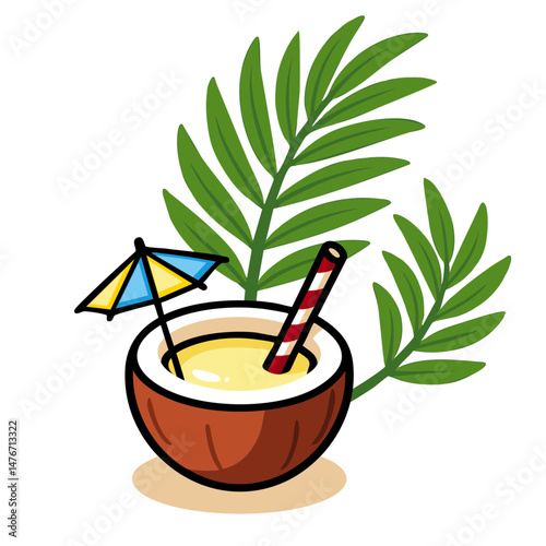 Kokosdrink Pina Colada Palmenblätter