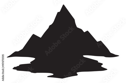 Large mountain outline in silhouette form for minimalist design use
