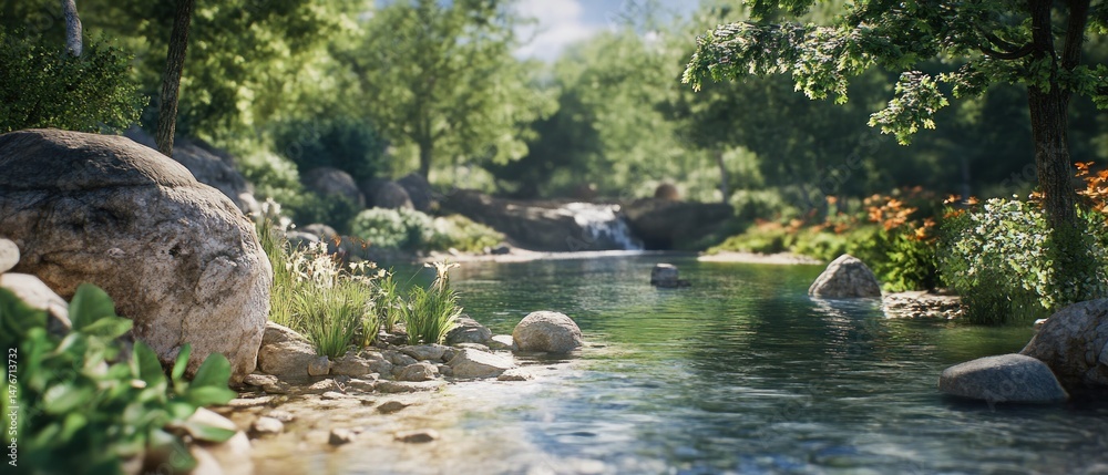 Obraz premium Serene forest stream