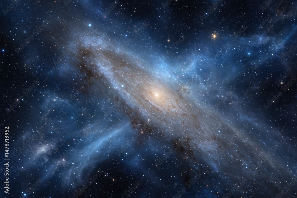 Fototapeta premium Cosmic Spiral Galaxy: A Serene Celestial Artwork