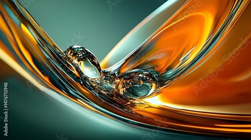 Vibrant Abstract Composition with Neon Colors and Fluid Motifs