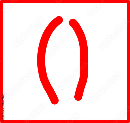hand drawn math symbol regular brackets, red math symbol in doodle style