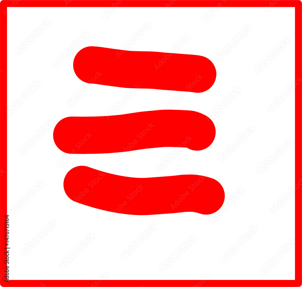 hand drawn mathematical symbols of equality, red mathematical symbols in doodle style