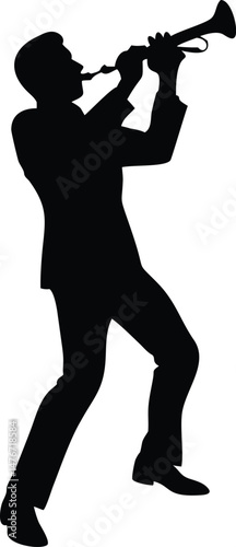 a man playing the trumpet vector silhouette