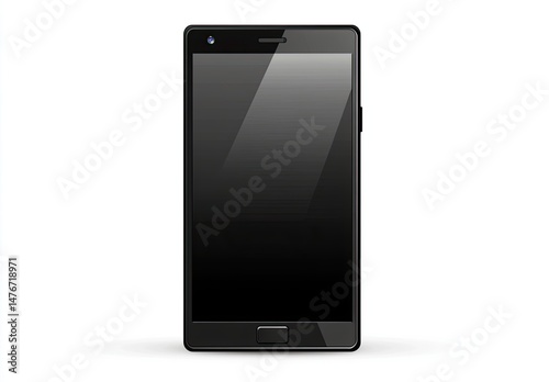 Black smartphone with a large, blank screen.  Modern, sleek design with a rectangular form factor.  Glossy black finish