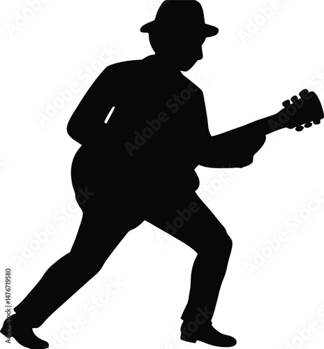 a guitar player musician in performing pose vector 