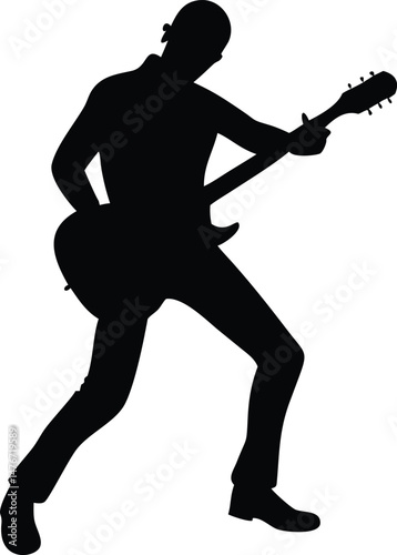a guitar player musician in performing pose vector 