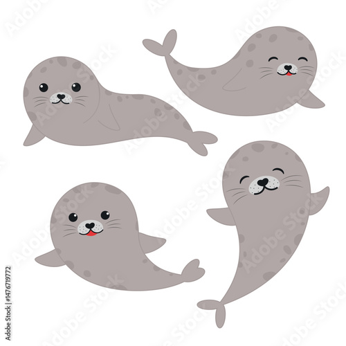 cute cartoon seal set
