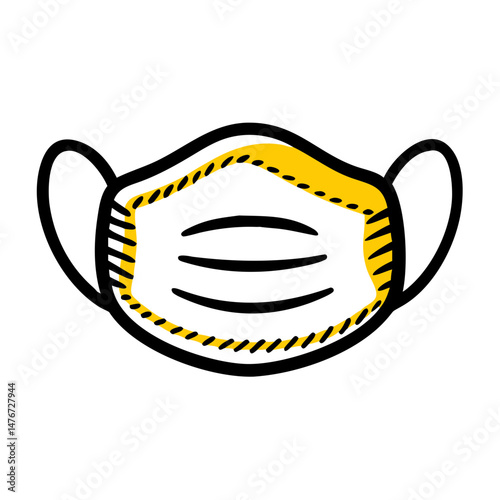 Medical face mask with yellow accents and ear straps  