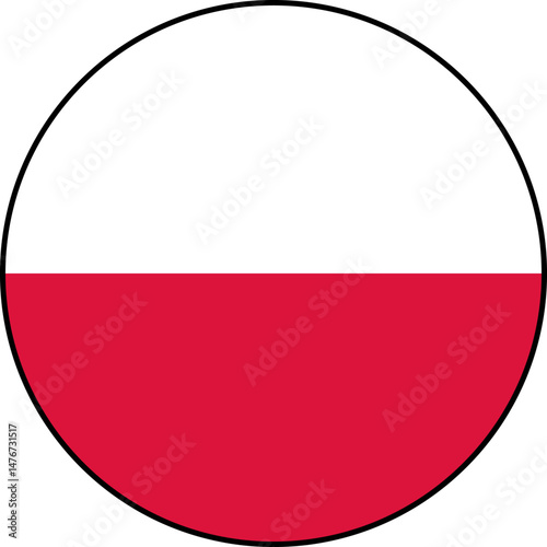 Polish flag icon on transparent background. The national flag of Poland. Vector icon with black outline around the flag