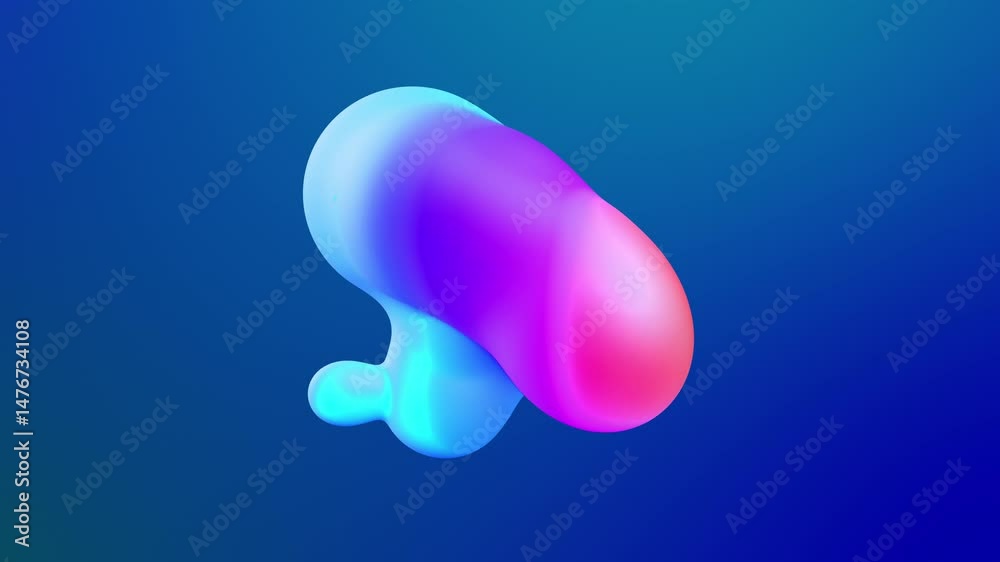 abstract 3d background with beautiful rainbow colors gradient on wax bubbles metaball, spheres fly in air with inner glow, merge like drops of melt wax. 3d render seamless loop liquid animation