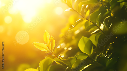 Wallpaper Mural Golden Sunlight Illuminating Lush Green Leaves Torontodigital.ca