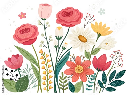 A colorful and cheerful floral arrangement perfect for spring time designs