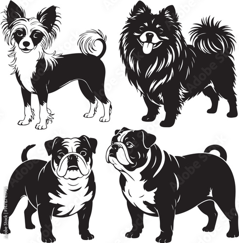 Playful Puppy Silhouette Set

Loyal Dog Vector Collection

Canine Companion Icon Pack

Cute Dog Silhouettes for Design

Dog Breeds Vector Art Bundle

