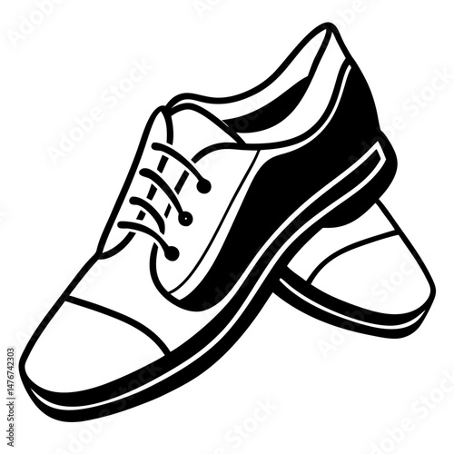Black Jazz Shoes Silhouette Vector on White Background