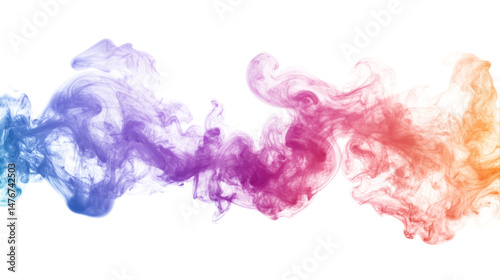 Colorful smoke swirl pattern cutout isolated on transparent bg, png