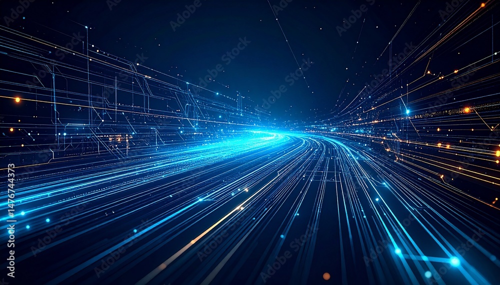 Abstract data network with sharp, futuristic circuit connections Abstract data network with sharp, futuristic circuit connections