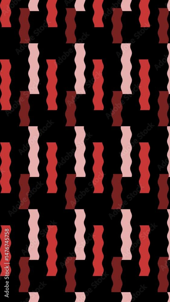 Un primer plano de varias figuras geométricas abstractas en movimiento en forma de onda. Video Vertical