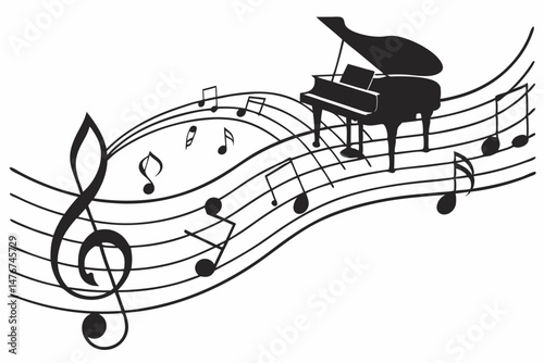 music icon set sihouette black vector
