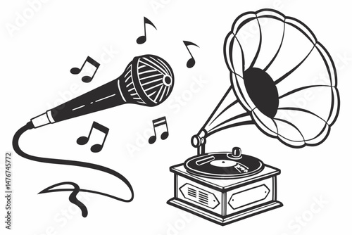 music icon set sihouette black vector
