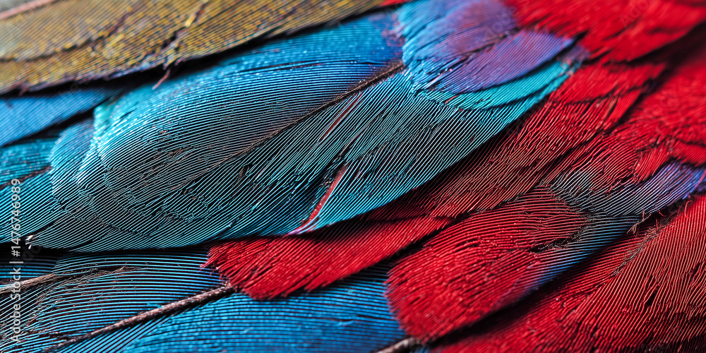 Fototapeta premium Parrot feather with rainbow color gradient