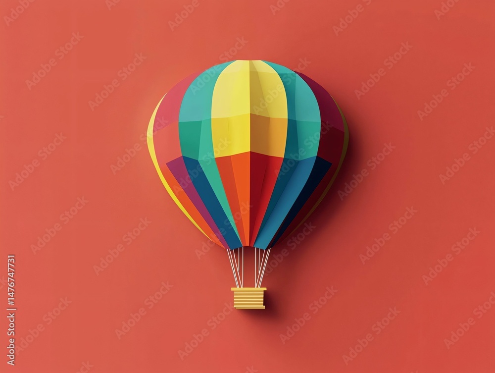 Naklejka premium Rainbow Hot Air Balloon
