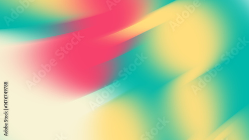 Pink teal yellow gradient blends create abstract swirling shapes. Suitable for backgrounds, graphic design projects, digital art, and vibrant compositions.