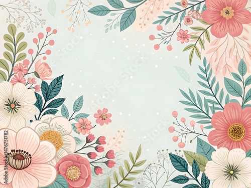 Elegant floral background with soft pastel colors and artistic design details