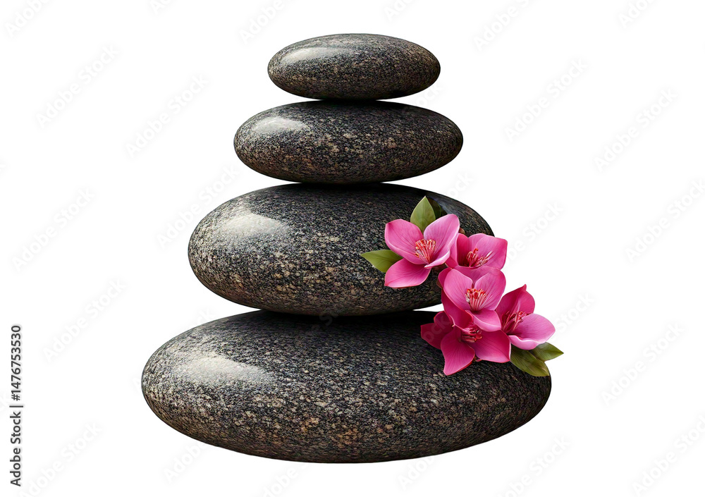 Stack of zen stone isolated on transparent or white background
