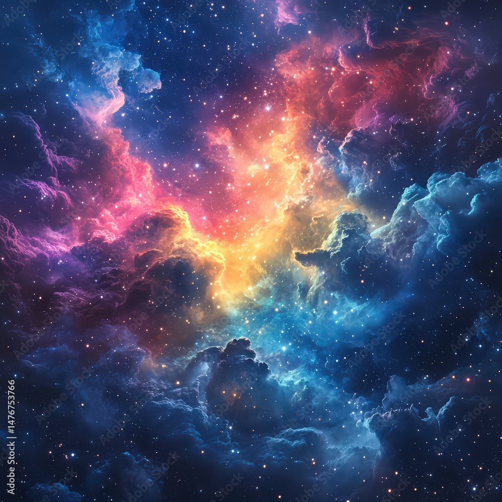 Fototapeta premium Stunning Colorful Cosmic Clouds and Stars in Deep Space Background