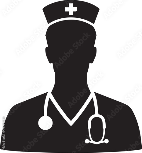 Medical Nurse and doctors Silhouette Illustration, Art & Illustration