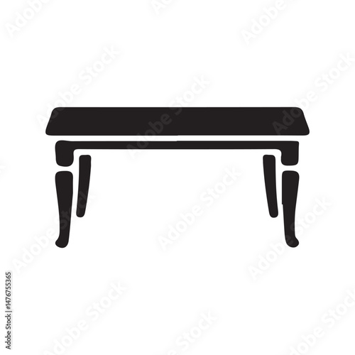 Black and White Table Icon, Simple Design for Furniture, Home Decor, and Interior Styling