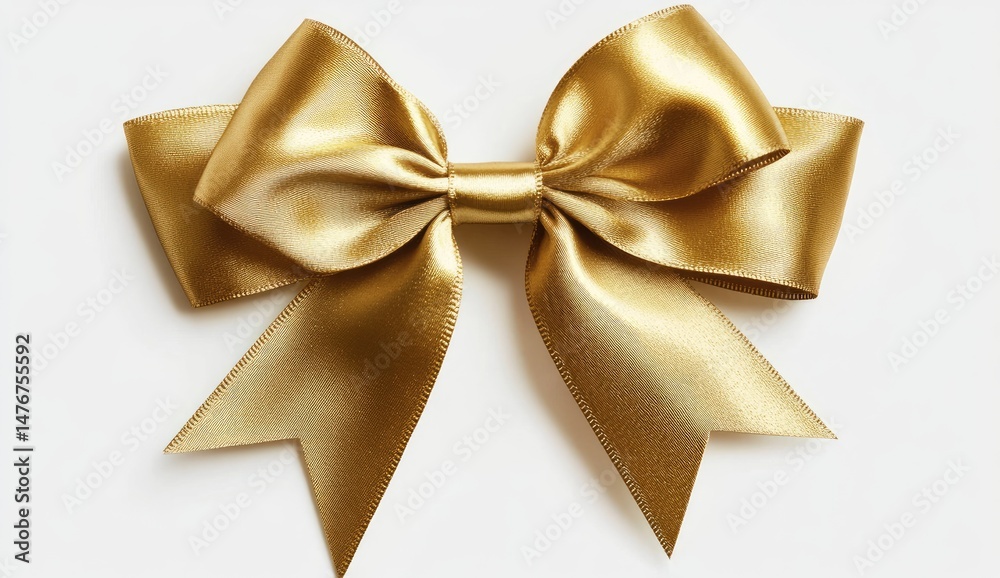 Naklejka premium Golden satin ribbon bow