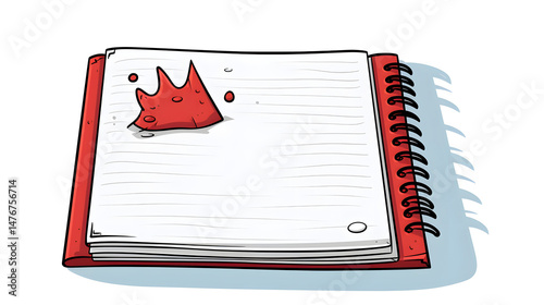 Creative freehand drawn notepad cartoon illustration for design projects