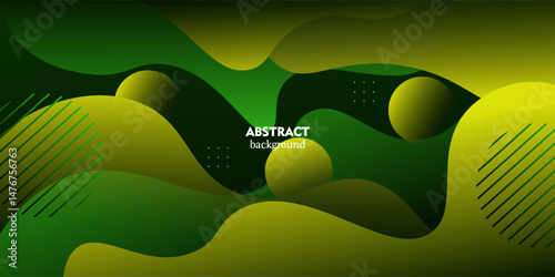 Colorful dark green and yellow geometric business banner design. Creative banner design with wave and circle shape as template. Simple design on horizontal banner. Vector Eps10