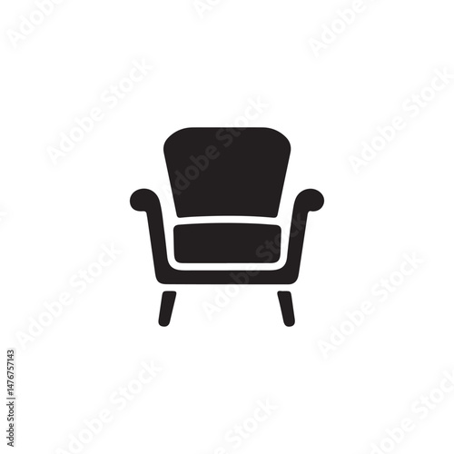  Black silhouette of Vintage Armchair Design with Decorative Upholstery, Elegant Antique Furniture for Home or Office