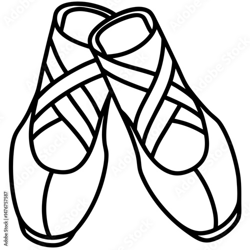 Pointe Shoes Silhouette Vector on White
