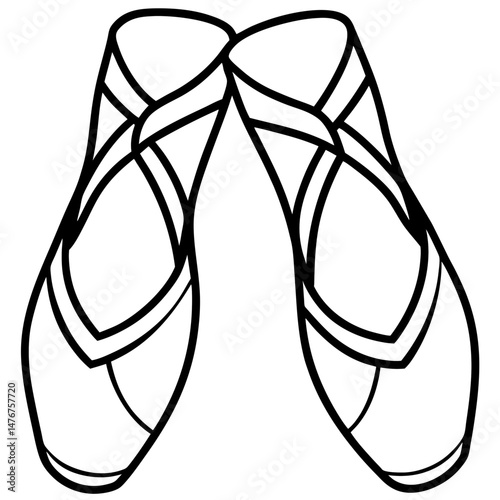 Pointe Shoes Silhouette Vector on White