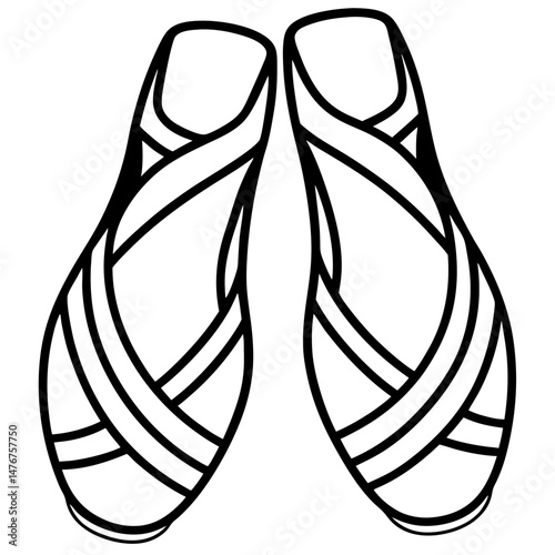 Pointe Shoes Silhouette Vector on White