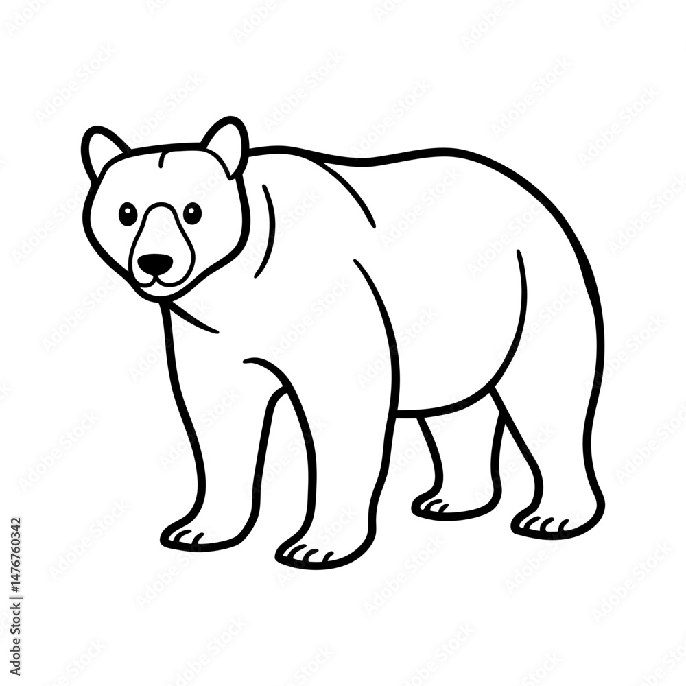 Fototapeta premium polar bear vector line art illustration