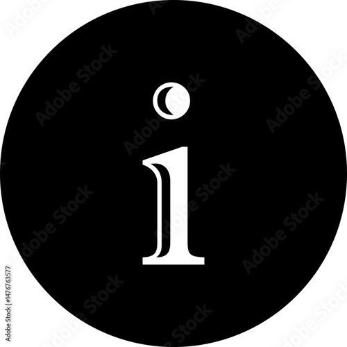 Information Icon: Circular Solid White/Transparent 'i' for UI/UX & Help