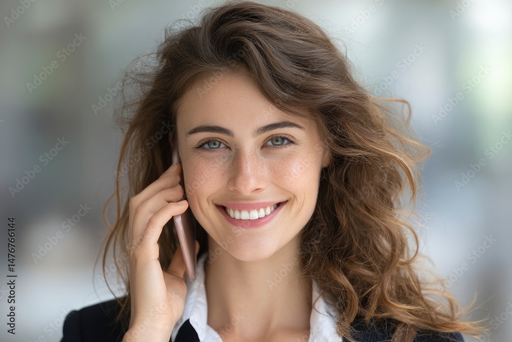 Smiling Woman on Phone: A Portrait of Modern Professionalism Smiling Woman on Phone: A Portrait of Modern Professionalism