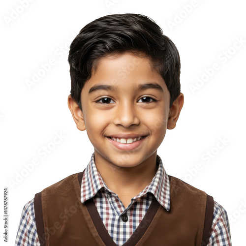 Smiling young boy portrait isolated on transparent background
