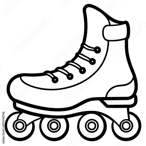 Inline Skates Silhouette Vector on White