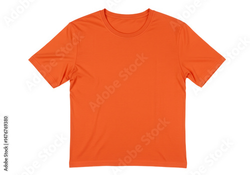 Orange short sleeve shirt isolated on transparent background
